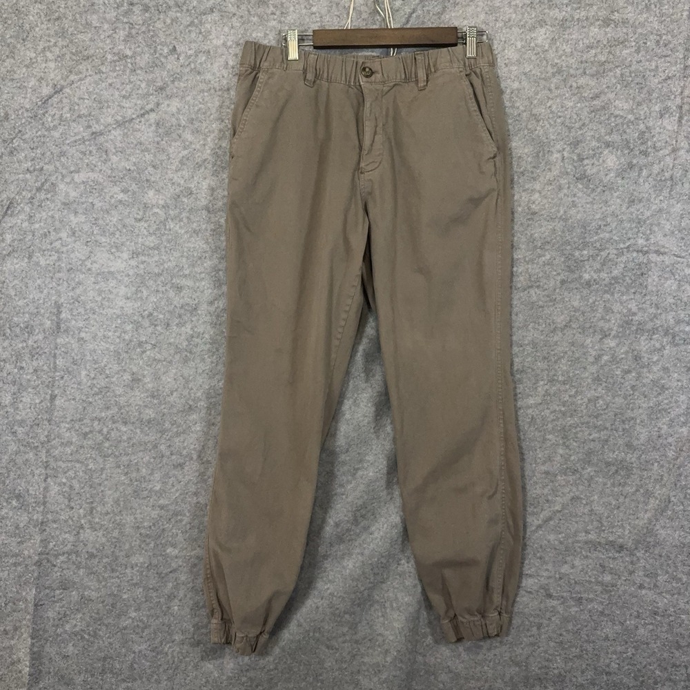 Bear Bottom Chino Joggers Mens Sz L Brown Elastic Waist Stretch Slash Pockets